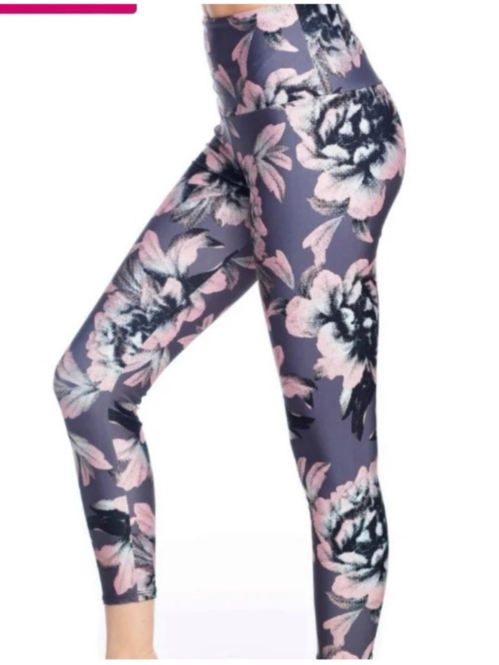 Onzie Purple Floral Print High-Rise Capri Leggings M/L